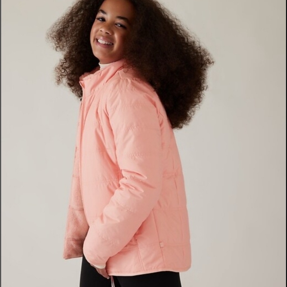 Athleta Girl Reversible Pink Puffer Jacket